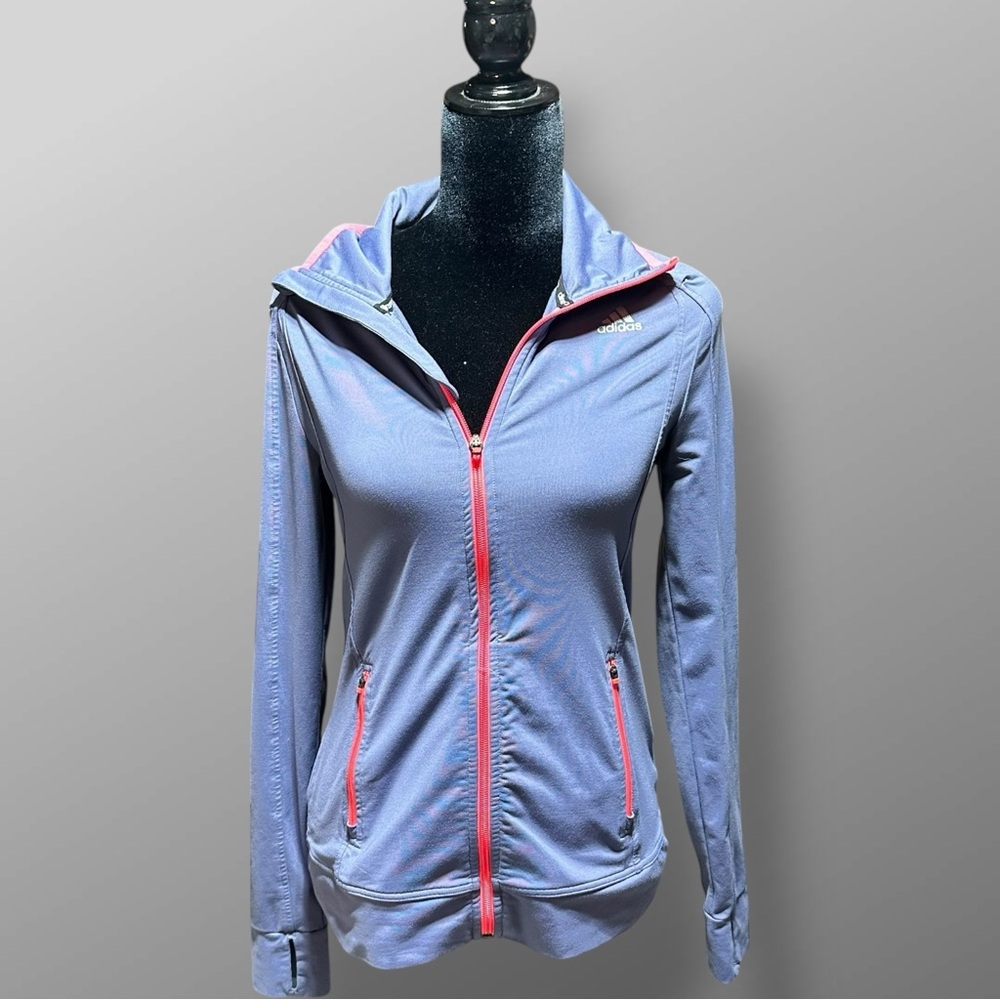 Adidas Purple Blue Pink Full Zip Climawarm Jacket Sz S Lightweight Activewear